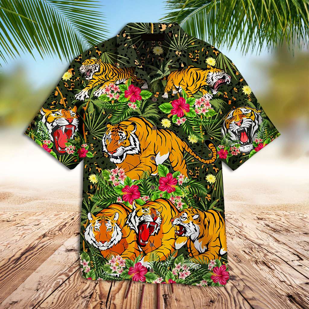 Tiger Hawaiian Shirt Tiger Tropical Forest Hawaiian Shirt