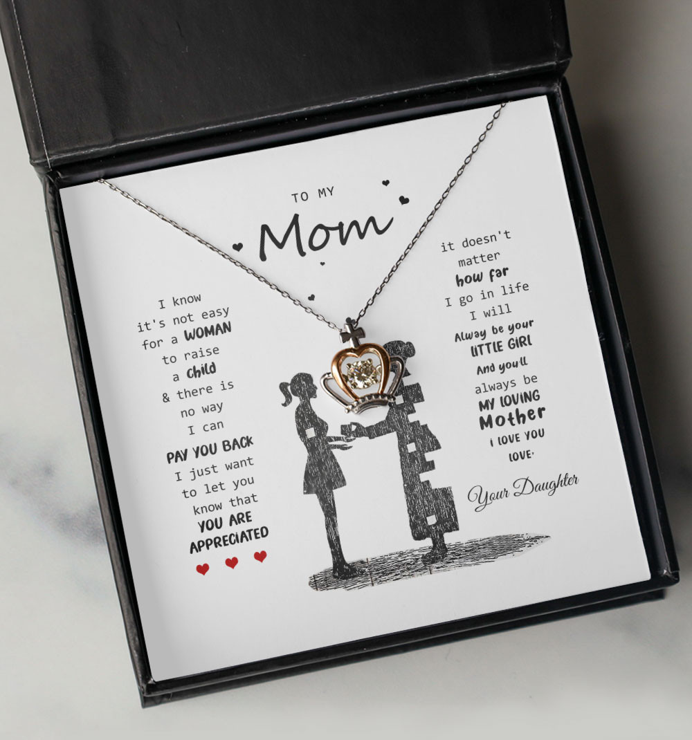 Necklace For Mom You Will Always Be My Loving Mother Crown Necklace