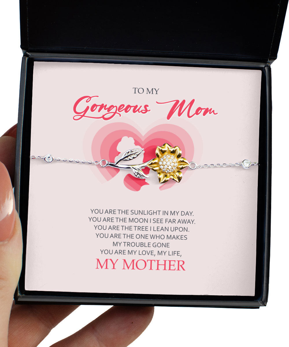 Mom Bracelet To My Gorgeous Mom You Are My Love My Life Sunflower Bracelet