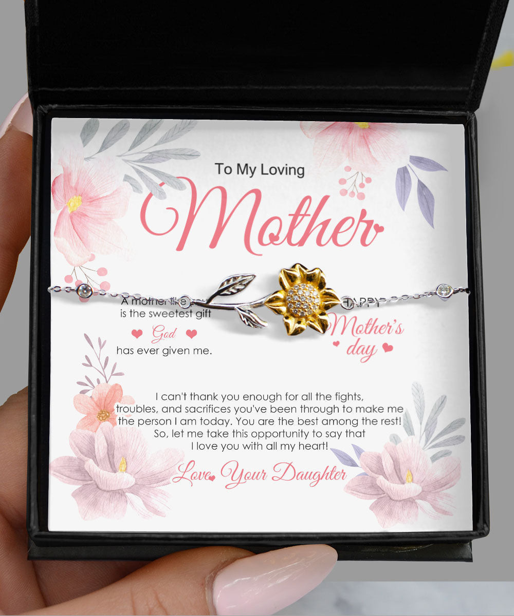 Mothers Day Bracelet You Are The Sweetest Gift God Has Ever Given Me Sunflower Bracelet