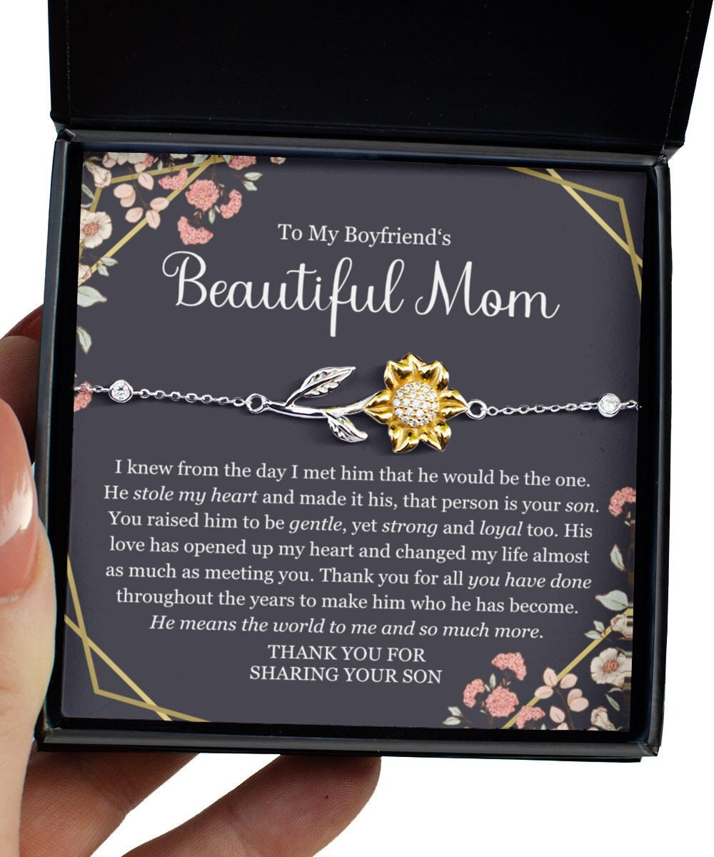 Mother Bracelet To My Boyfriend’s Beautiful Mom Thank You For All You Have Done Sunflower Bracelet