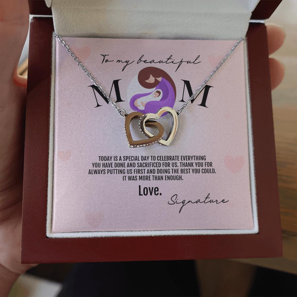 New Mom Necklace Thank You For Always Putting Us First Custom Interlocking Hearts Necklace