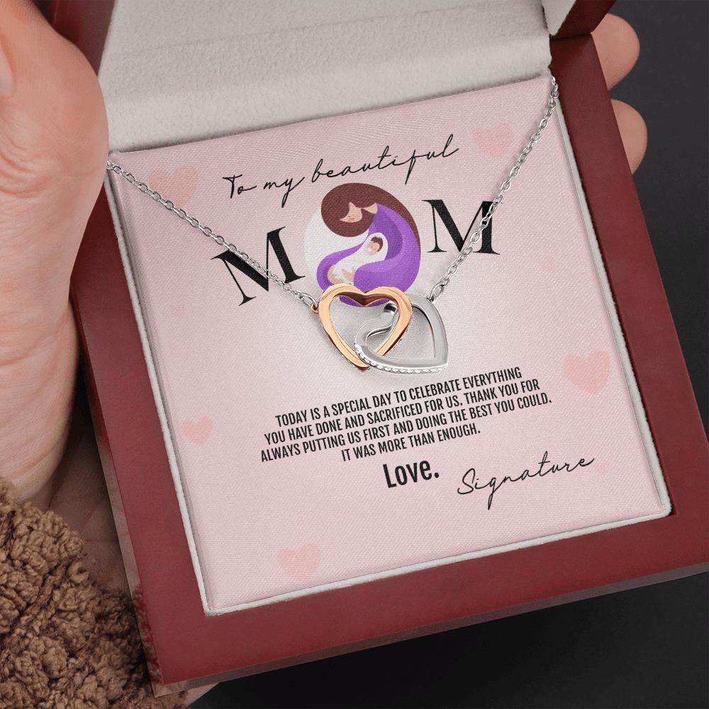 New Mom Necklace Thank You For Always Putting Us First Custom Interlocking Hearts Necklace