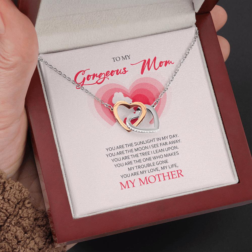 Mother Necklace To My Gorgeous Mom You Are My Love My Life Interlocking Hearts Necklace
