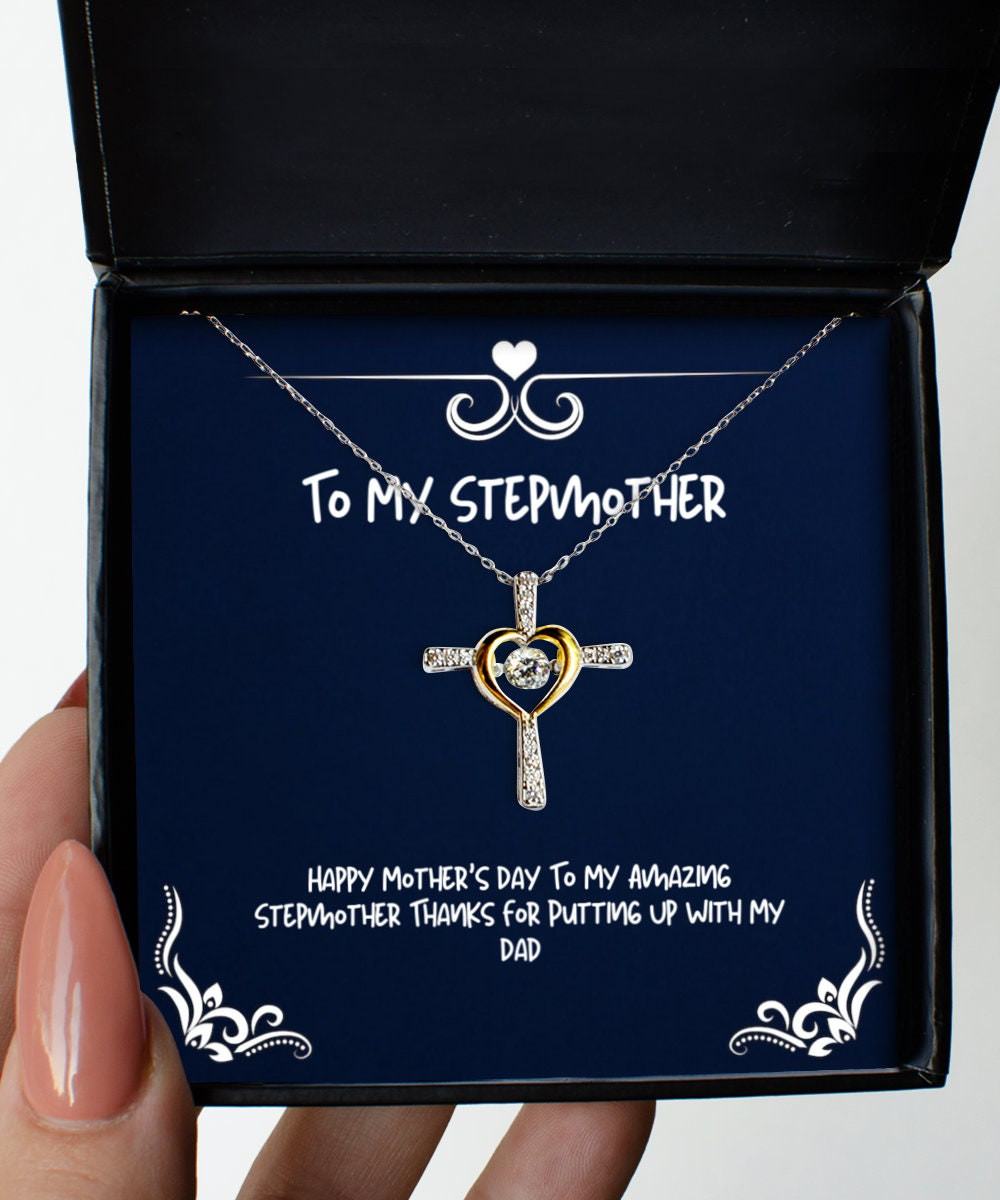 Step Mom Necklaces Happy Mother's Day Cross Dancing Necklace