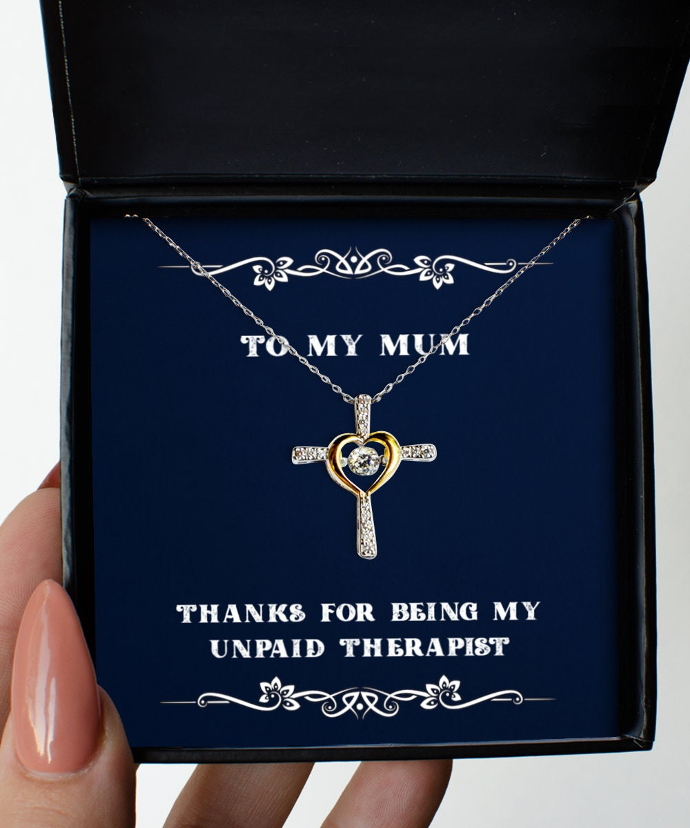 Mom Necklace Thanks For Being My Unpaid Therapist Cross Dancing Necklace