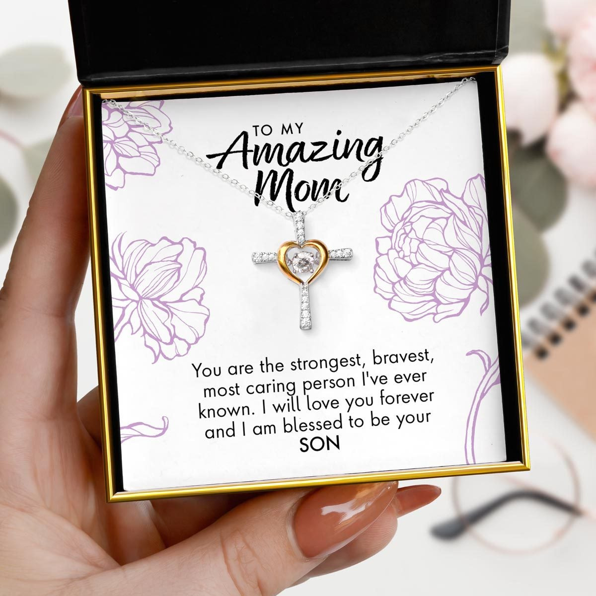 Mother Necklace To My Amazing Mom I Will Love You Forever Cross Dancing Necklace