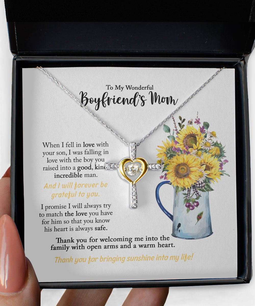 Mom Necklace To My Boyfriend’s Mom Thank You For Bringing Sunshine Into My Life Cross Dancing Necklace