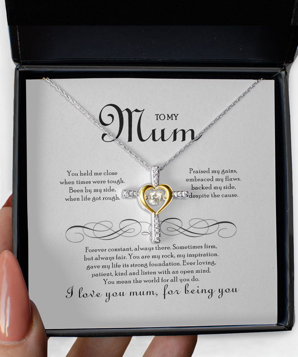 Mother Necklace I Love You Mum For Being You Cross Dancing Necklace