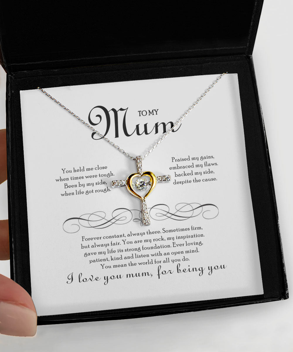Mother Necklace I Love You Mum For Being You Cross Dancing Necklace
