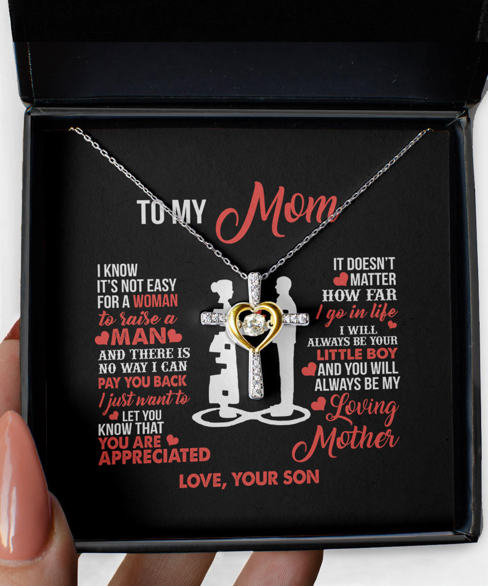 Mom Necklace You Will Always Be My Loving Mother Cross Dancing Necklace From Son To Mother