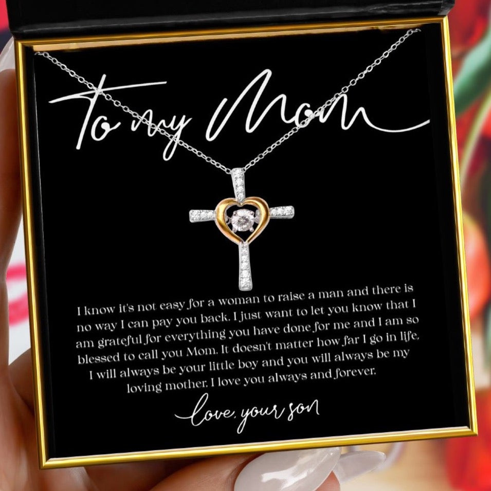 Mom Necklace I Love You Always And Forever Cross Dancing Necklace From Son To Mother