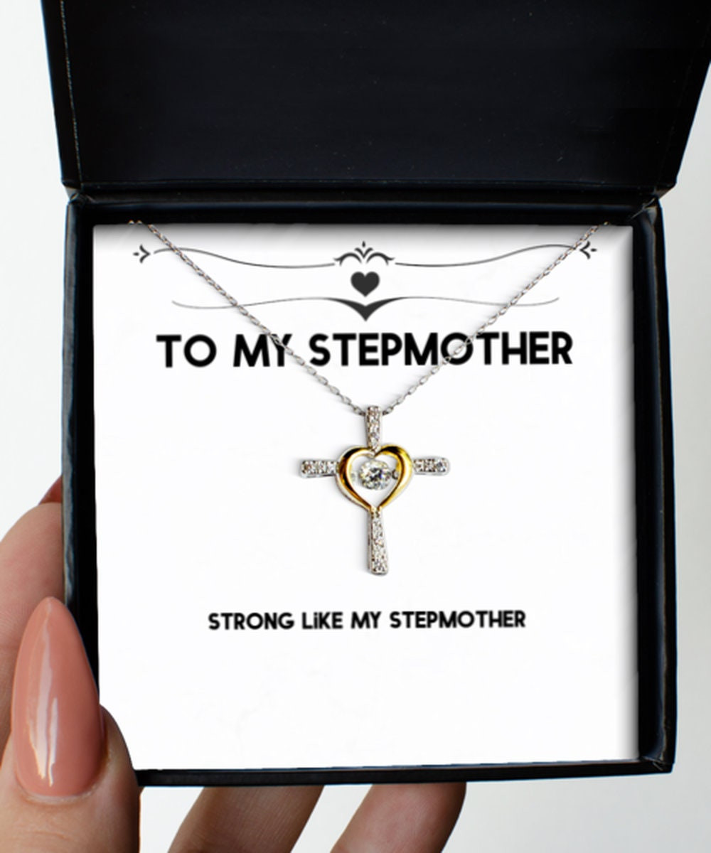 Step Mom Necklaces Strong Like My Stepmother Cross Dancing Necklace