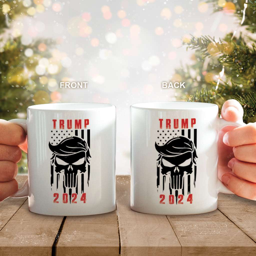 Trump Flag Mug 2024 Trump Punisher Skull Trending Coffee Mug