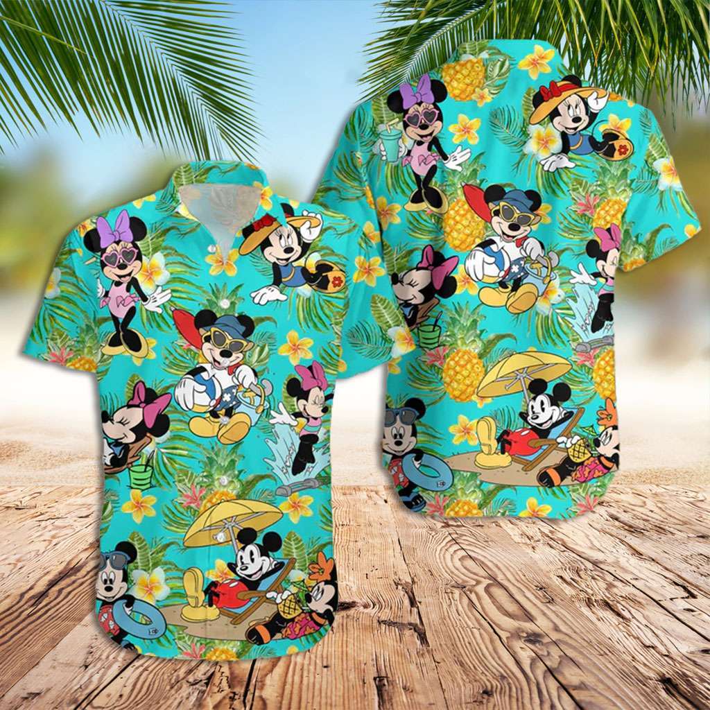 Disney Hawaiian Shirt Mickey Minnie Pineapple Hawaiian Shirt