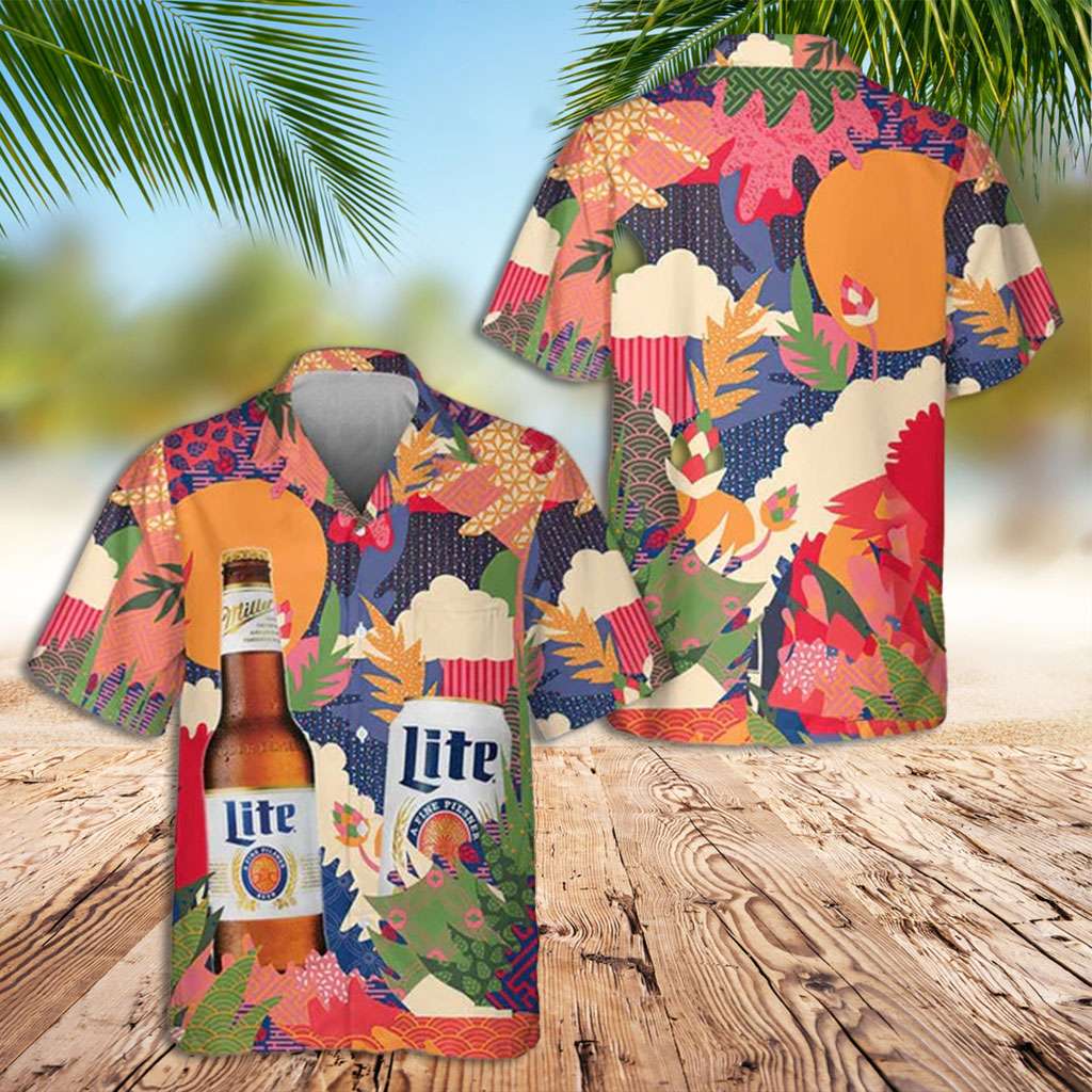 Miller Lite Hawaiian Shirt Miller Lite Beer Colorful Hawaiian Shirt