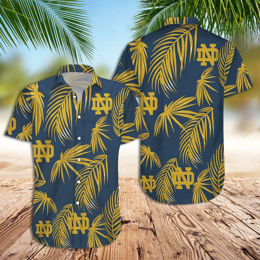 Notre Dame Hawaiian Shirt Irish Leaves Hawaiian Shirt