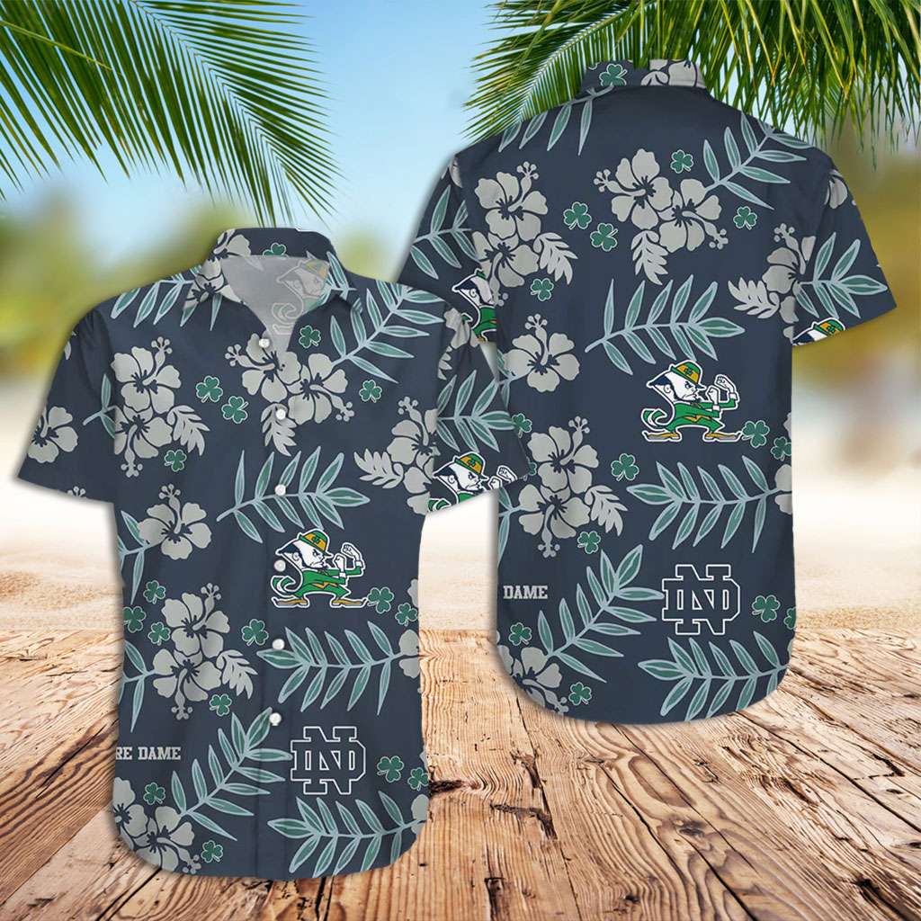 Notre Dame Hawaiian Shirt Tropical Leaves Hawaiian Shirt