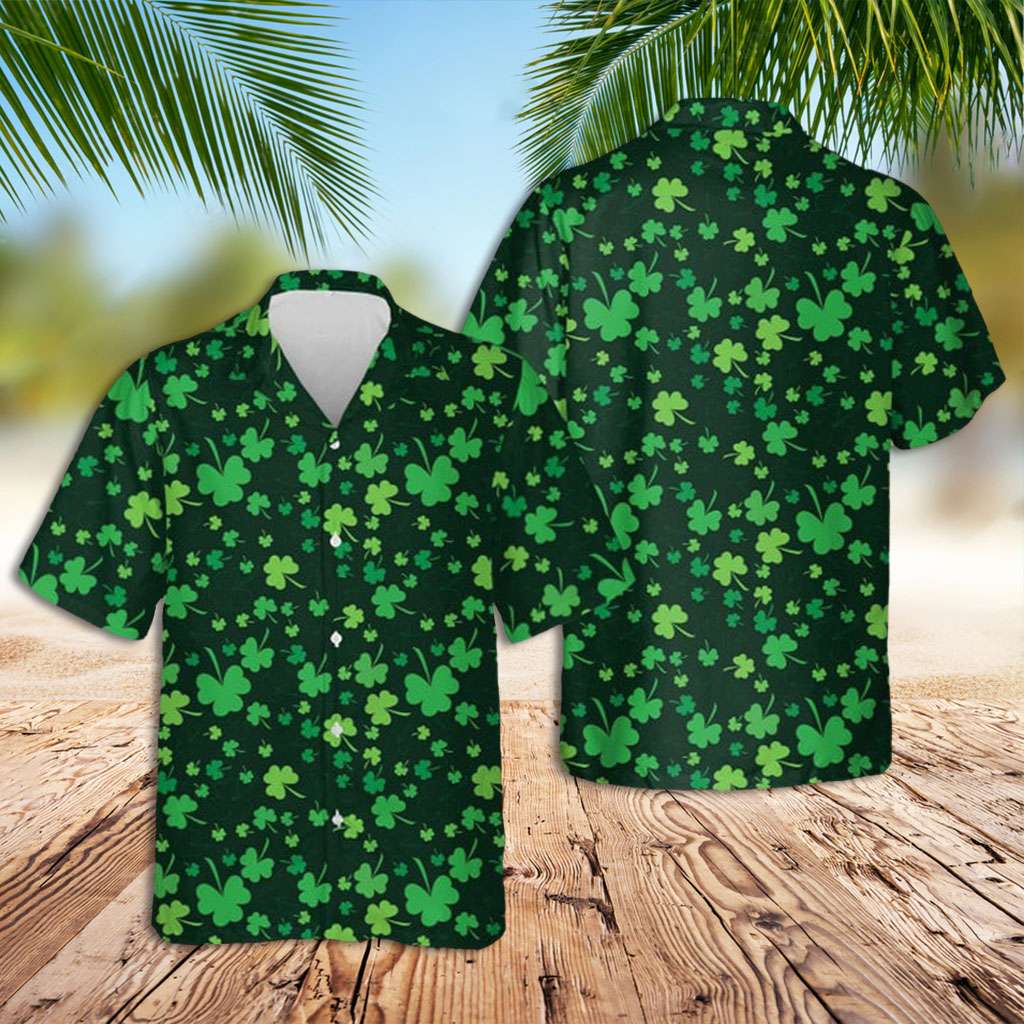 St Patrick's Day Hawaiian Shirt Simple Shamrock Hawaiian Shirt