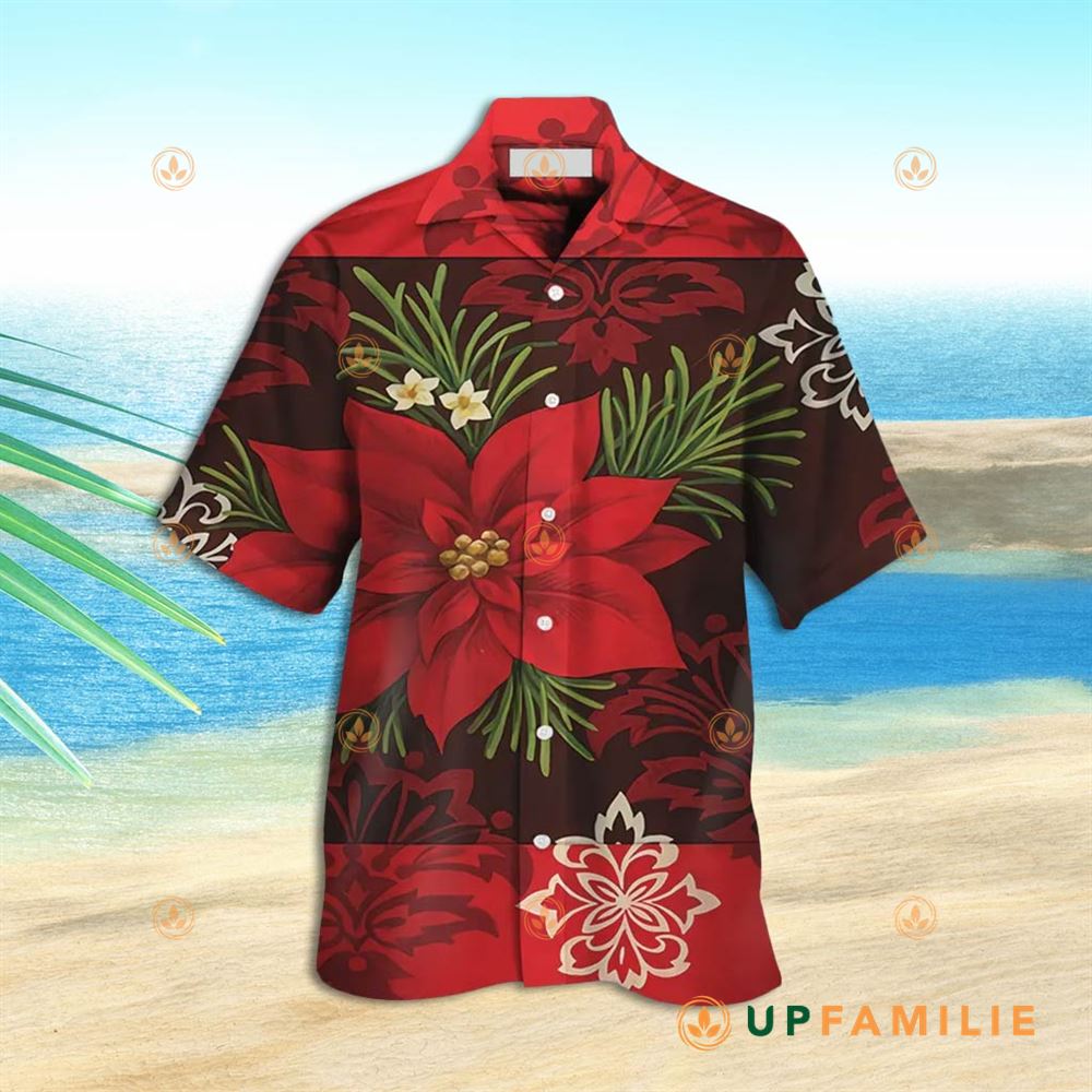 Poinsettia Hawaiian Shirt Poinsettia Christmas Unique Hawaiian Shirts