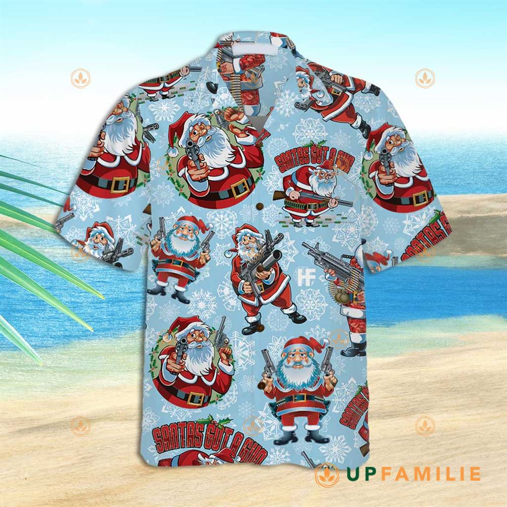 Santa Claus Hawaiian Shirt Funny Santa Claus With Machine Gun Christmas Best Hawaiian Shirts
