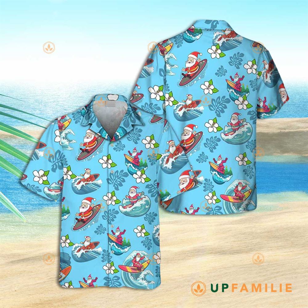 Santa Claus Hawaiian Shirt Santa Claus Surfing Cool Hawaiian Shirts
