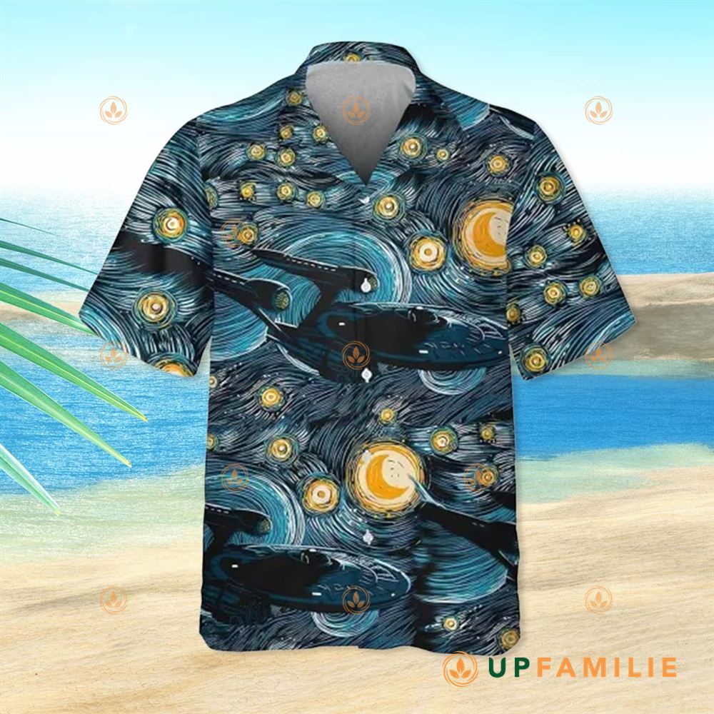 Star Trek Hawaiian Shirt Star Trek Spaceship Starry Night Cool Hawaiian Shirts