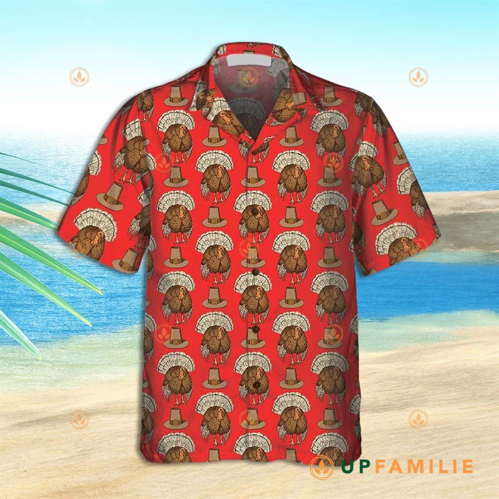 Turkey Hawaiian Shirt Thanksgiving Turkey With Hat Seamless Pattern Cool Hawaiian Shirts