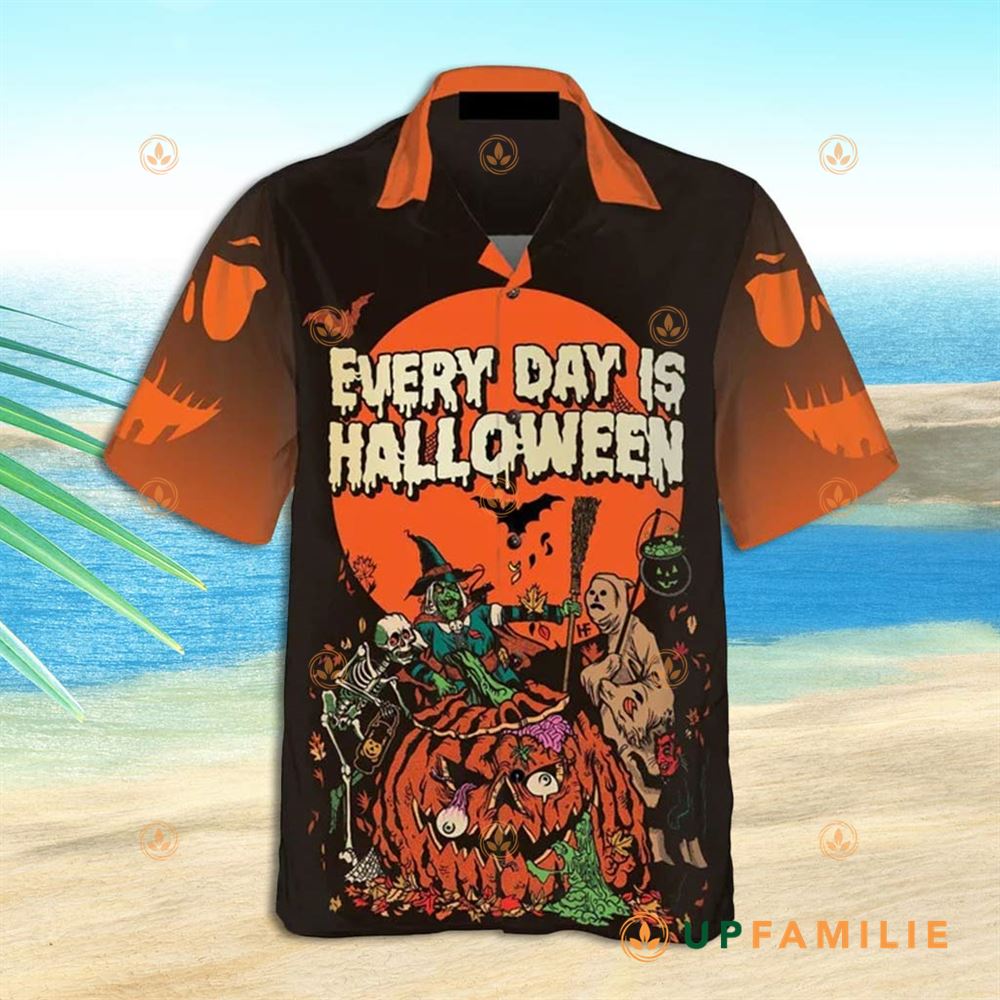 Black And Orange Hawaiian Shirt Everyday Is Halloween Cool Hawaiian Shirts