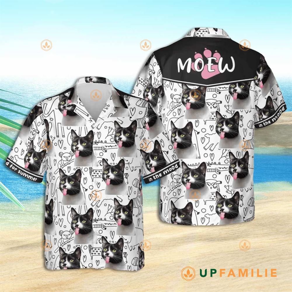 Hawaiian Shirt With Cat Face Cat Animals Drawing Best Hawaiian Shirts