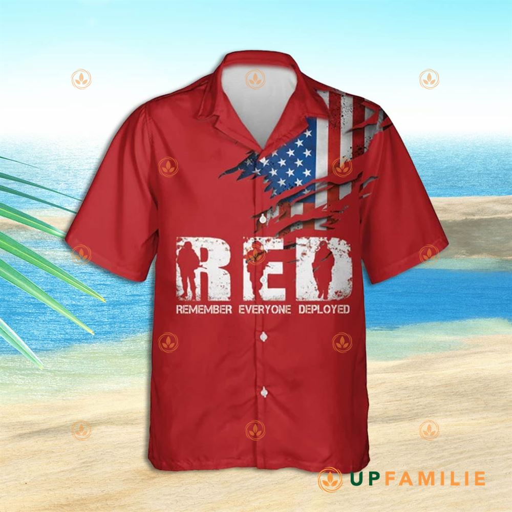 Red Hawaiian Shirt Remember Everyone Deployed Cool Hawaiian Shirts