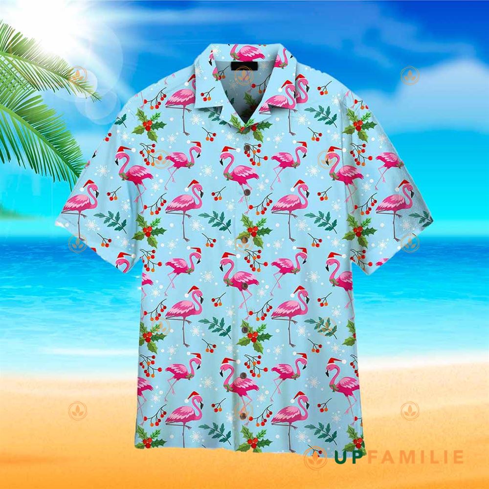 Christmas Flamingo Hawaiian Shirt Pink Flamingo Merry Christmas Best Hawaiian Shirts