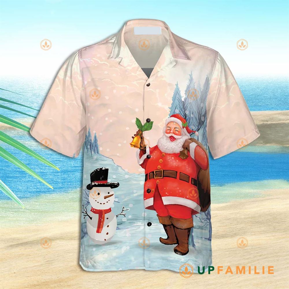 Snowman Hawaiian Shirt Santa With Snowman Best Hawaiian Shirts