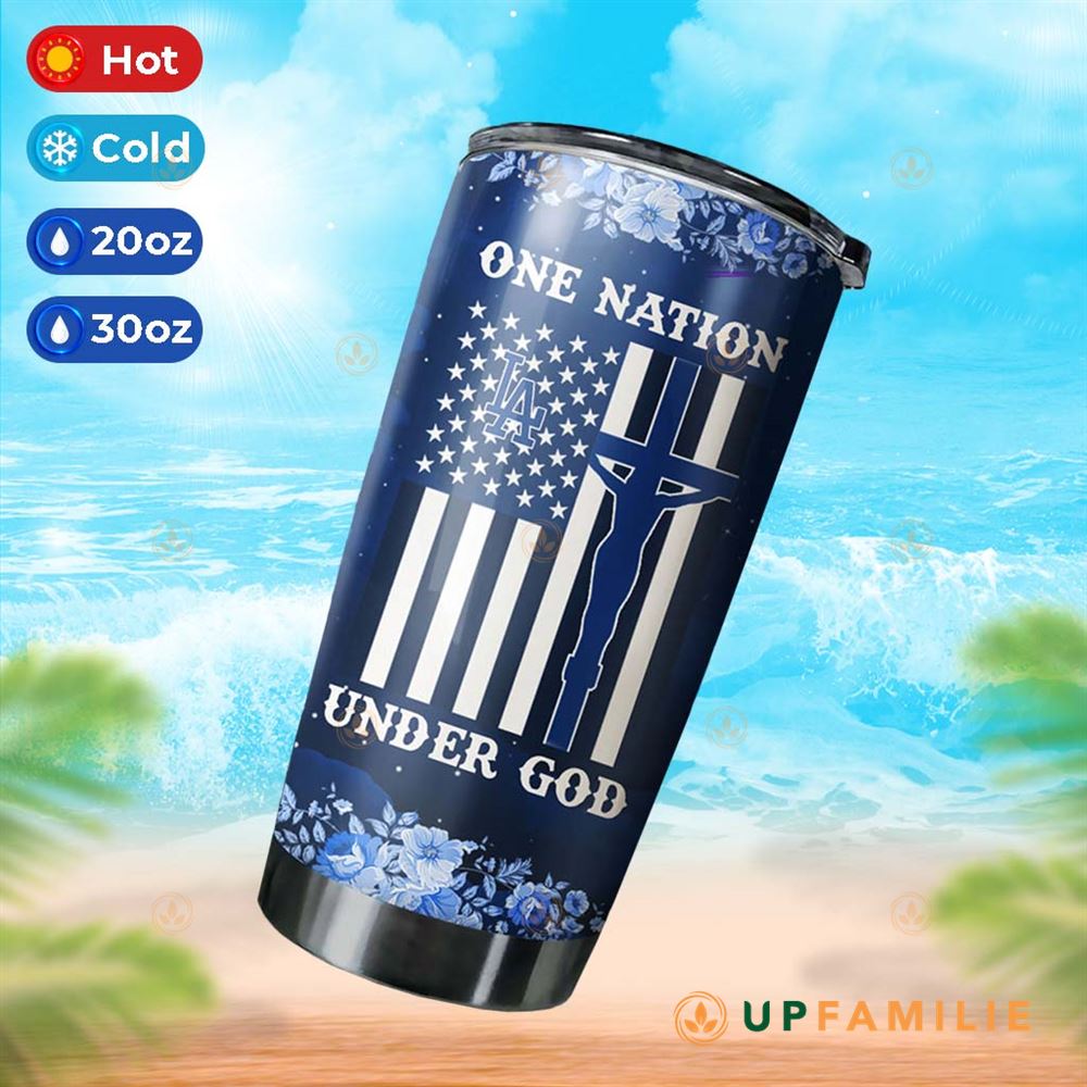 La Dodgers Tumbler Sports Tumbler Cool Los Angeles Dodgers With One Nation Under God