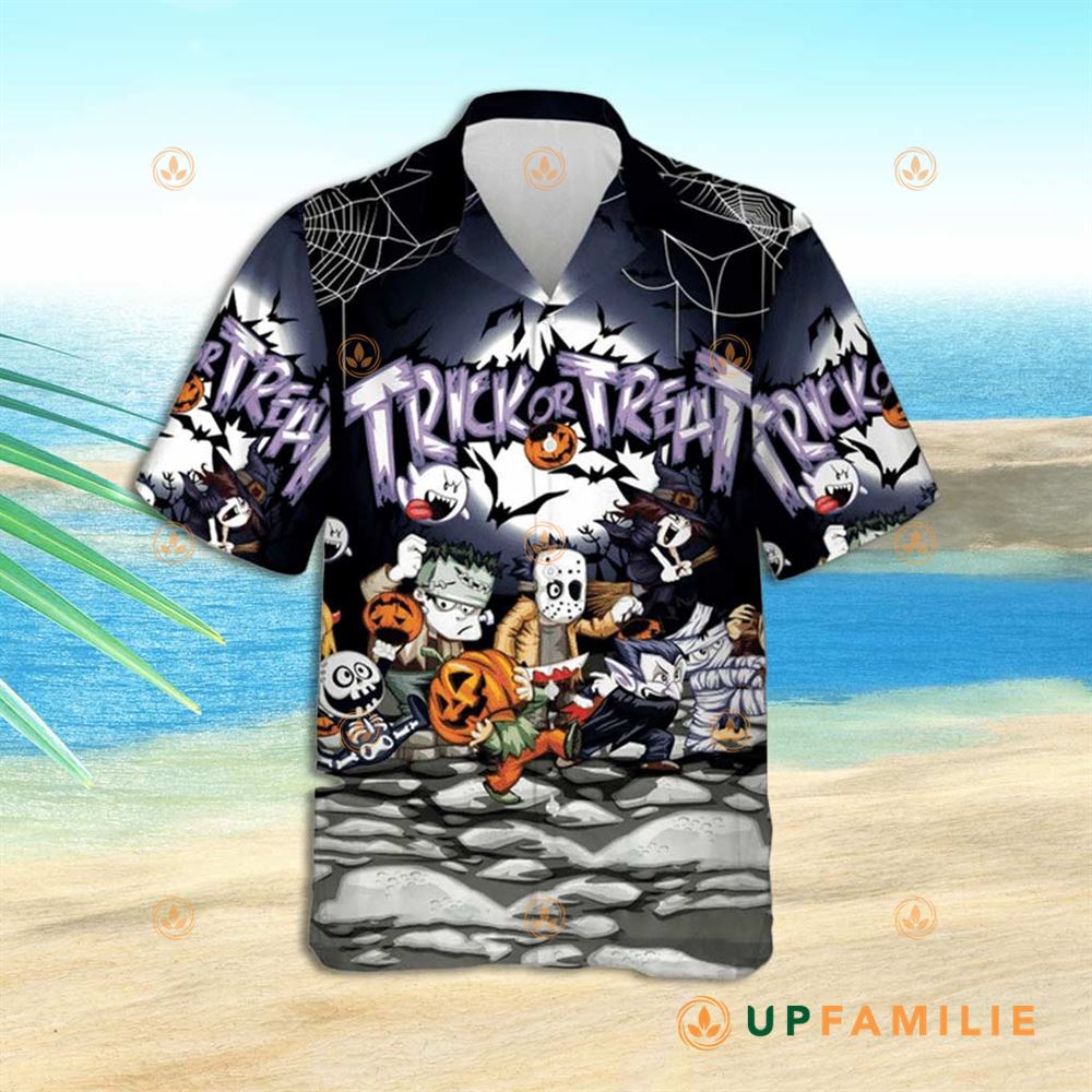 Trick Or Treat Hawaiian Shirt Chibi Halloween Trick Or Treat Best Hawaiian Shirts