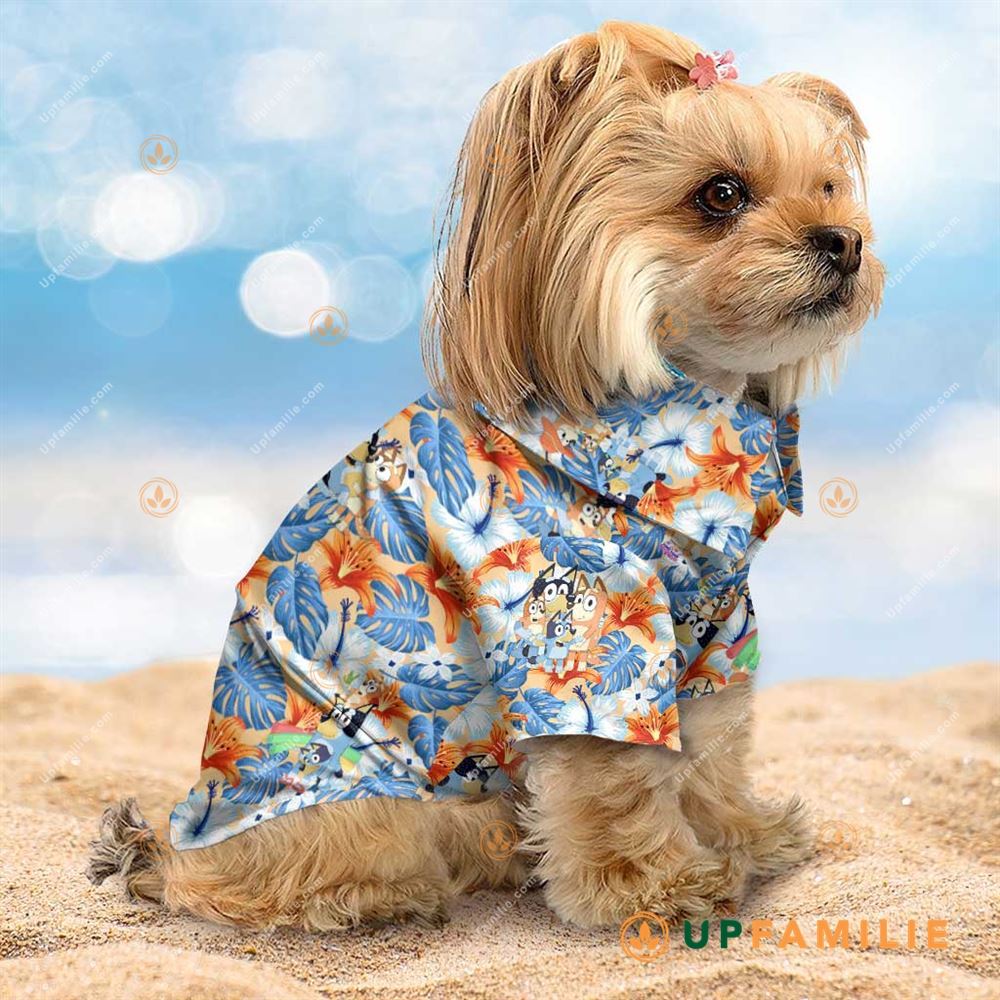 Dog Hawaiian Shirt Bluey Tropical Best Small Dog Hawaiian Shirt