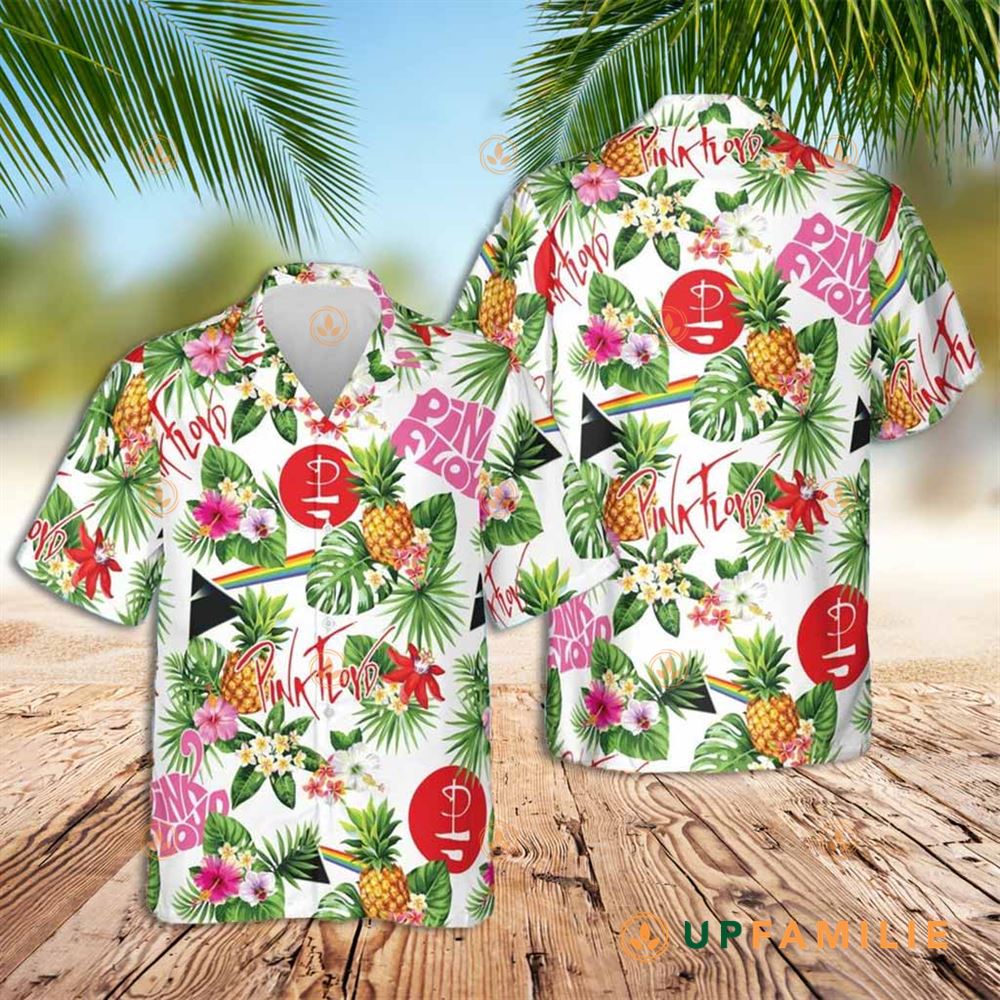 Pink Floyd Hawaiian Shirt Pink Floyd Band Aloha White Leaf Green Best Hawaiian Shirts