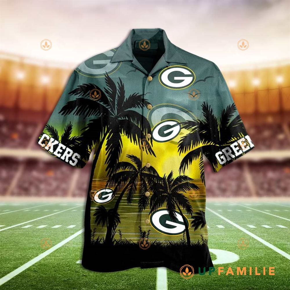 Packers Hawaiian Shirt Green Bay Packers Palm Sunset Cool Hawaiian Shirts