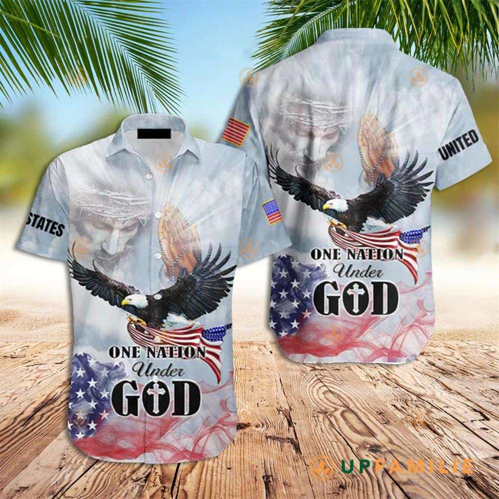 One Nation Under God Hawaiian Shirt Eagle Patriot Christian Jesus Best Hawaiian Shirts
