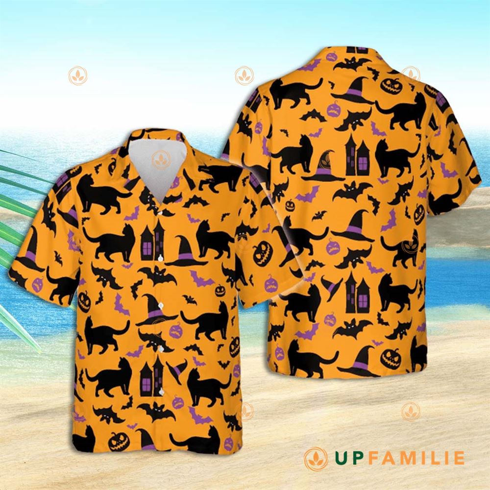 Black Cat Hawaiian Shirt Halloween Black Cat Aloha Cool Hawaiian Shirts