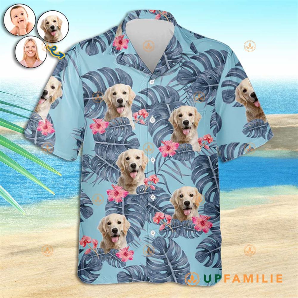 Pet Face Hawaiian Shirt Tropical Leaves And Pet Cool Custom Hawaiian Shirts