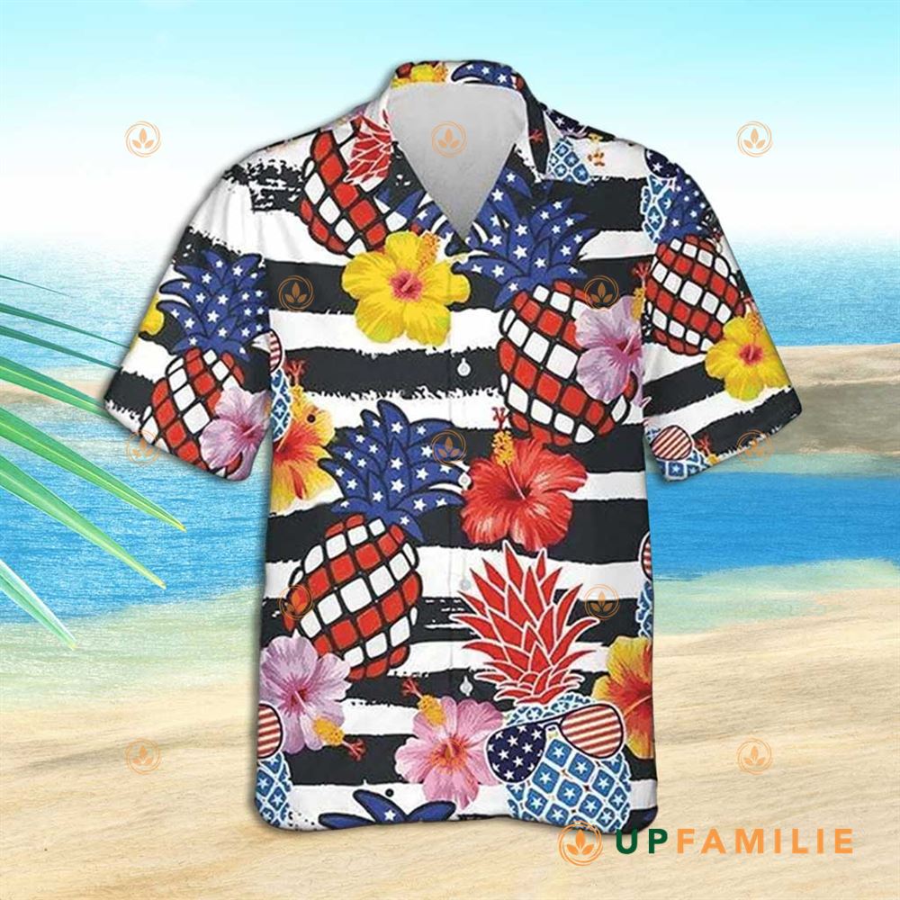 Pineapple Hawaiian Shirt Patriotic Pineapple Cool Hawaiian Shirts