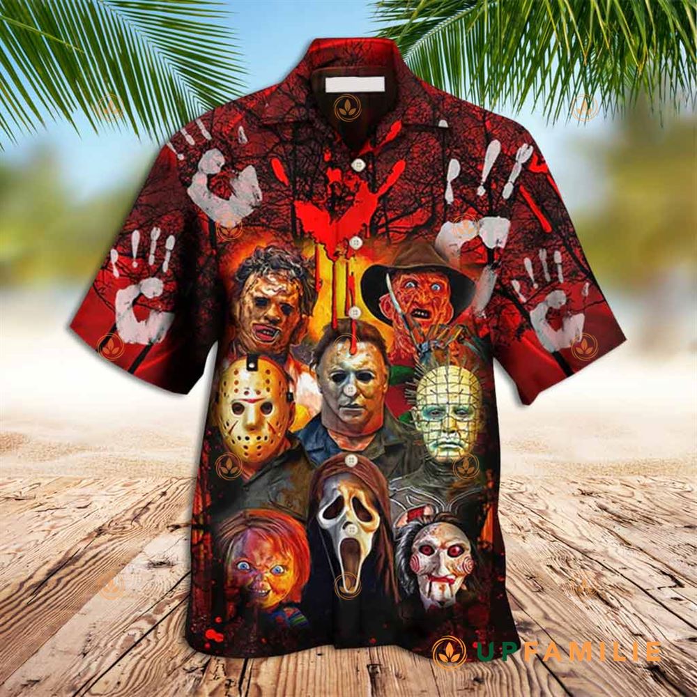 Horror Hawaiian Shirt Halloween Horror Movie Characters Blood Scary Cool Hawaiian Shirts