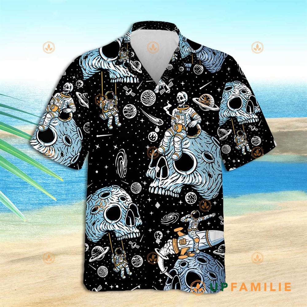 Skull Hawaiian Shirt Men’s Skulls In Space Psychedelic Premium Cool Hawaiian Shirts