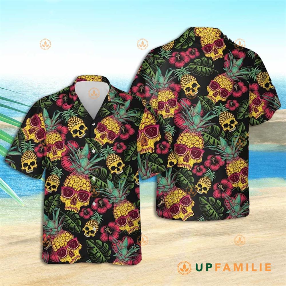 Skull Hawaiian Shirt Pineapple Skull Black Cool Hawaiian Shirts