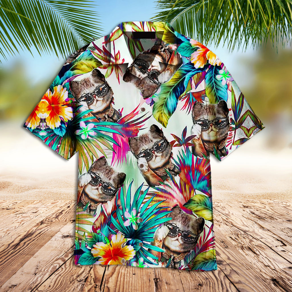 Cat Hawaiian Shirt Cool Cat Tropical Hawaiian Shirt