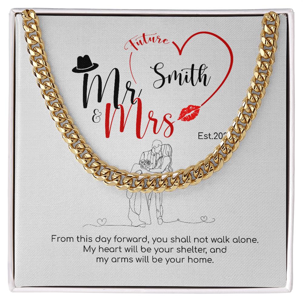 Custom Cuban Chain Mr Mrs My Arm Will Be Your Home Anniversary Gifts For Him