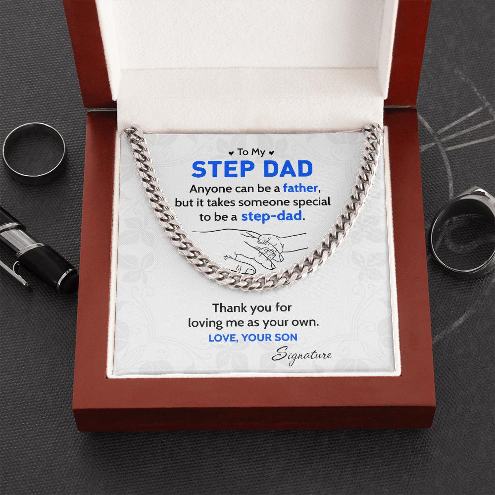 Custom Cuban Chain Thank You For Loving Me As Your Own Gift For Step Dad From Son