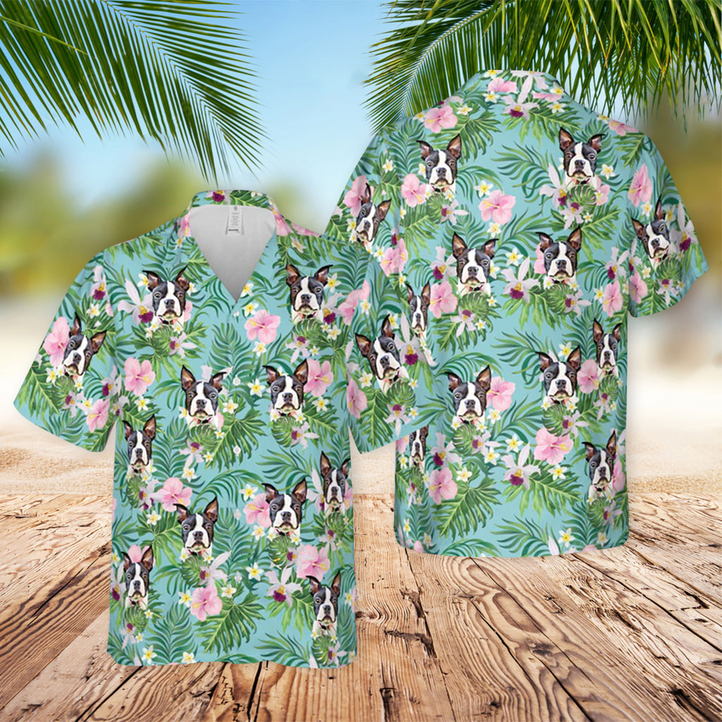 Hawaiian Shirt With Face Leaves Floral And Dog Face Custom Photo Hawaiian Shirts