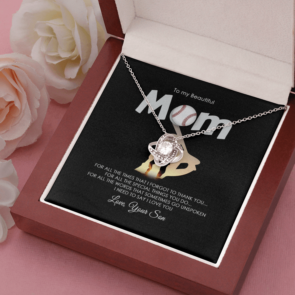 Mom Necklace To My Beautiful Baseball Mom I Need To Say I Love You Love Knot Necklace